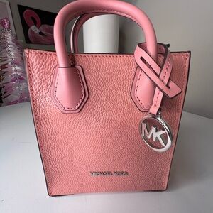 Michael Kors Pink Primrose Mercer Extra Small Pebbled Leather Crossbody Bag